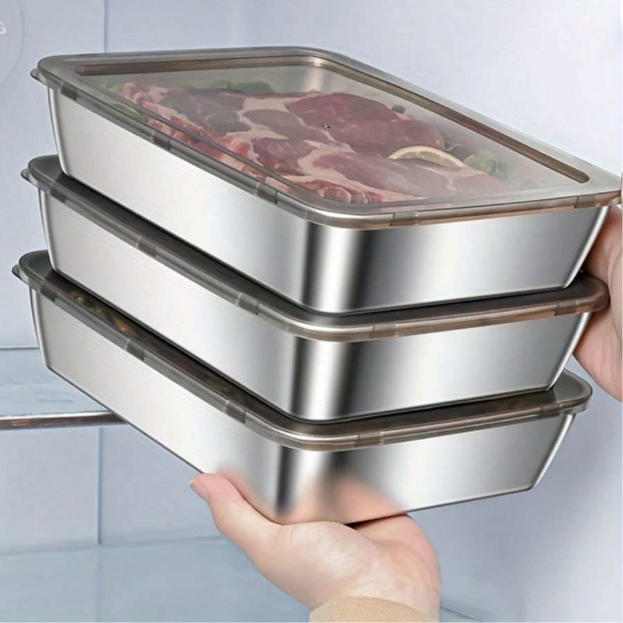 Meal Prep Box - 6pcs(3 Boxes+ 3 Lids) Stainless Steel