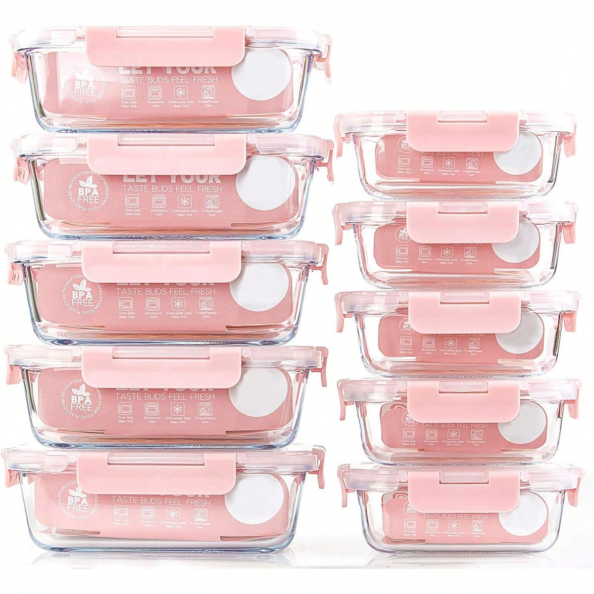 Meal Prep Box - 10 Pack Glass Meal Prep Containers,
