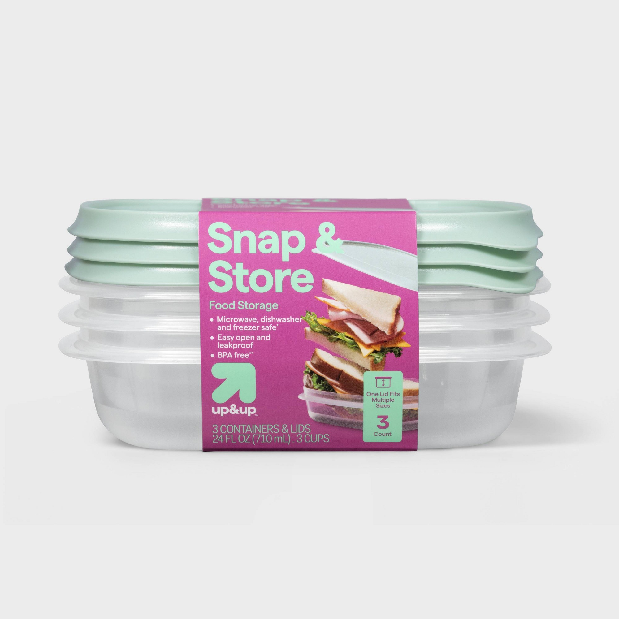 Meal Prep Box - 3ct Square Food Storage Containers With
