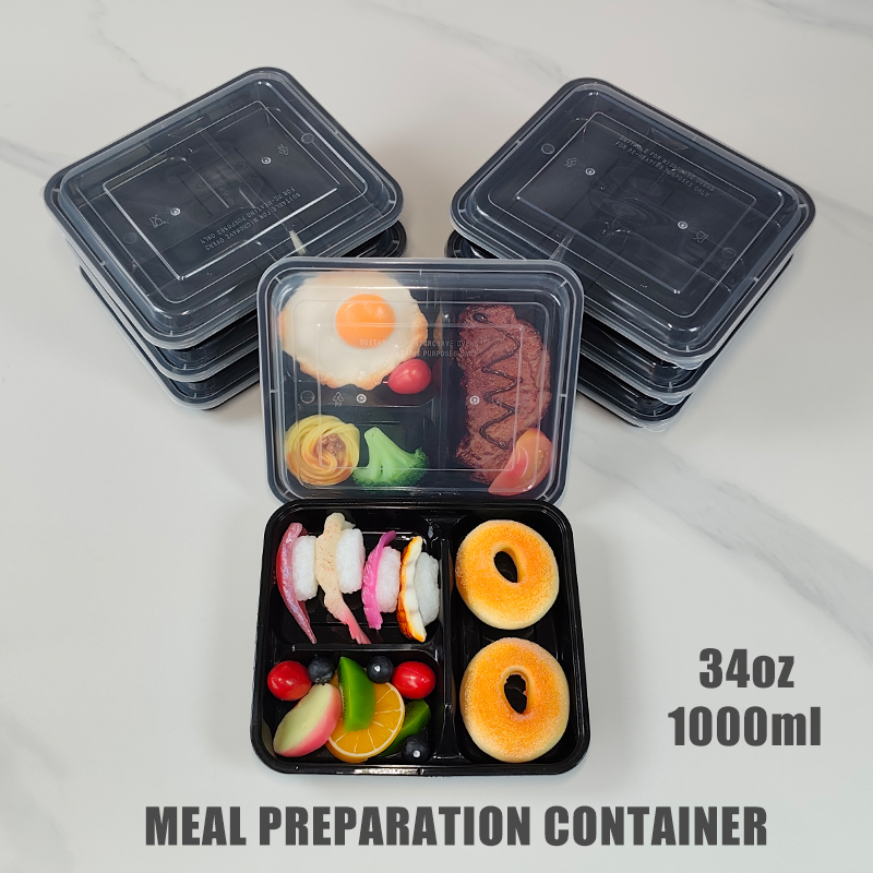 Meal Prep Gym - 3-Compartment 34 Oz/1000 Ml, 12/35 Pieces,