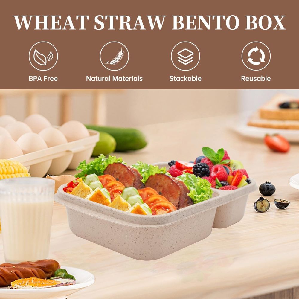 4 Pack Bento Lunch Box, 2 Comp - đánh giá và giá Meal Prep Box