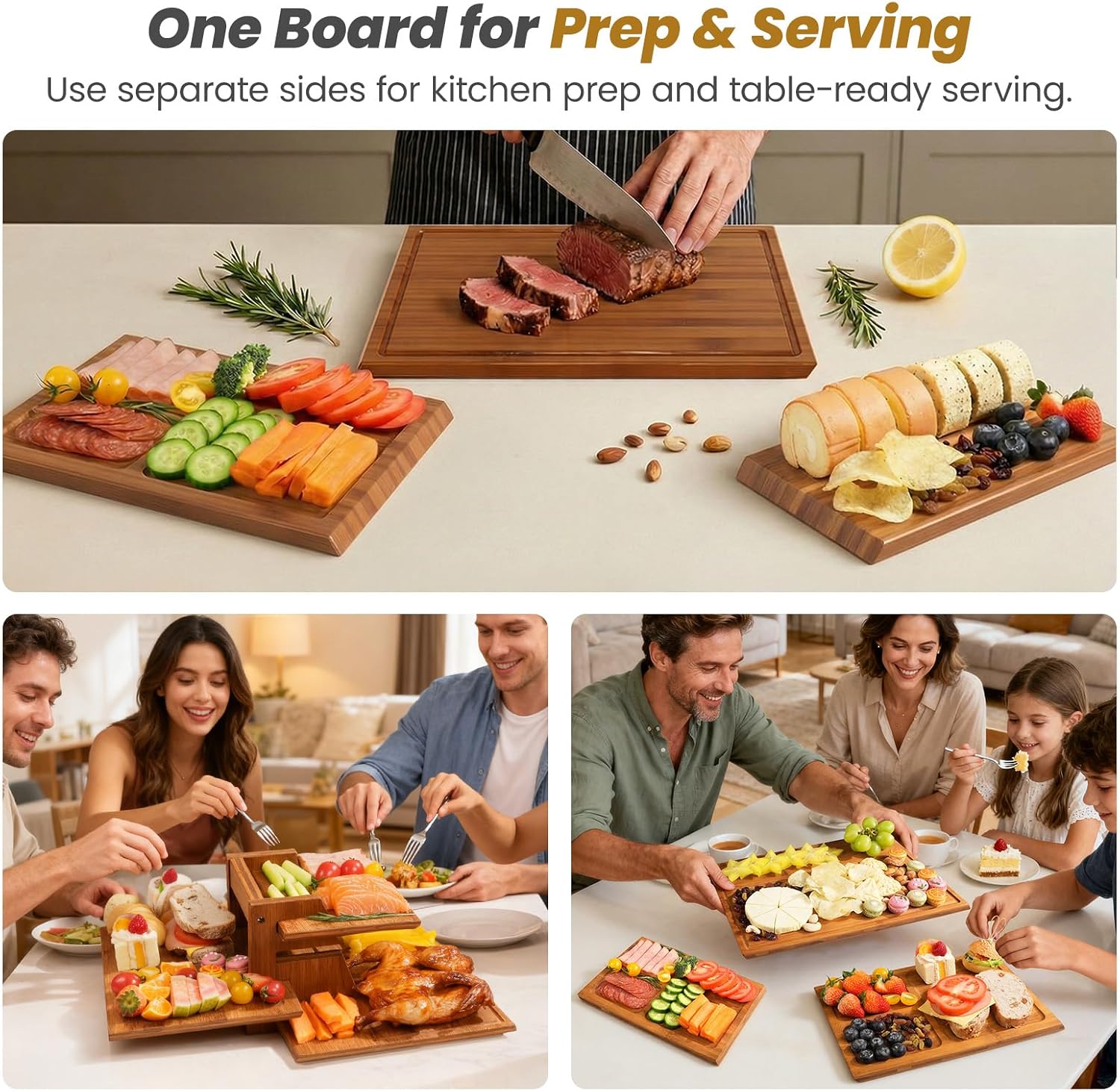Bamboo Cutting Board Set With  - đánh giá và giá Meal Prep For Cutting