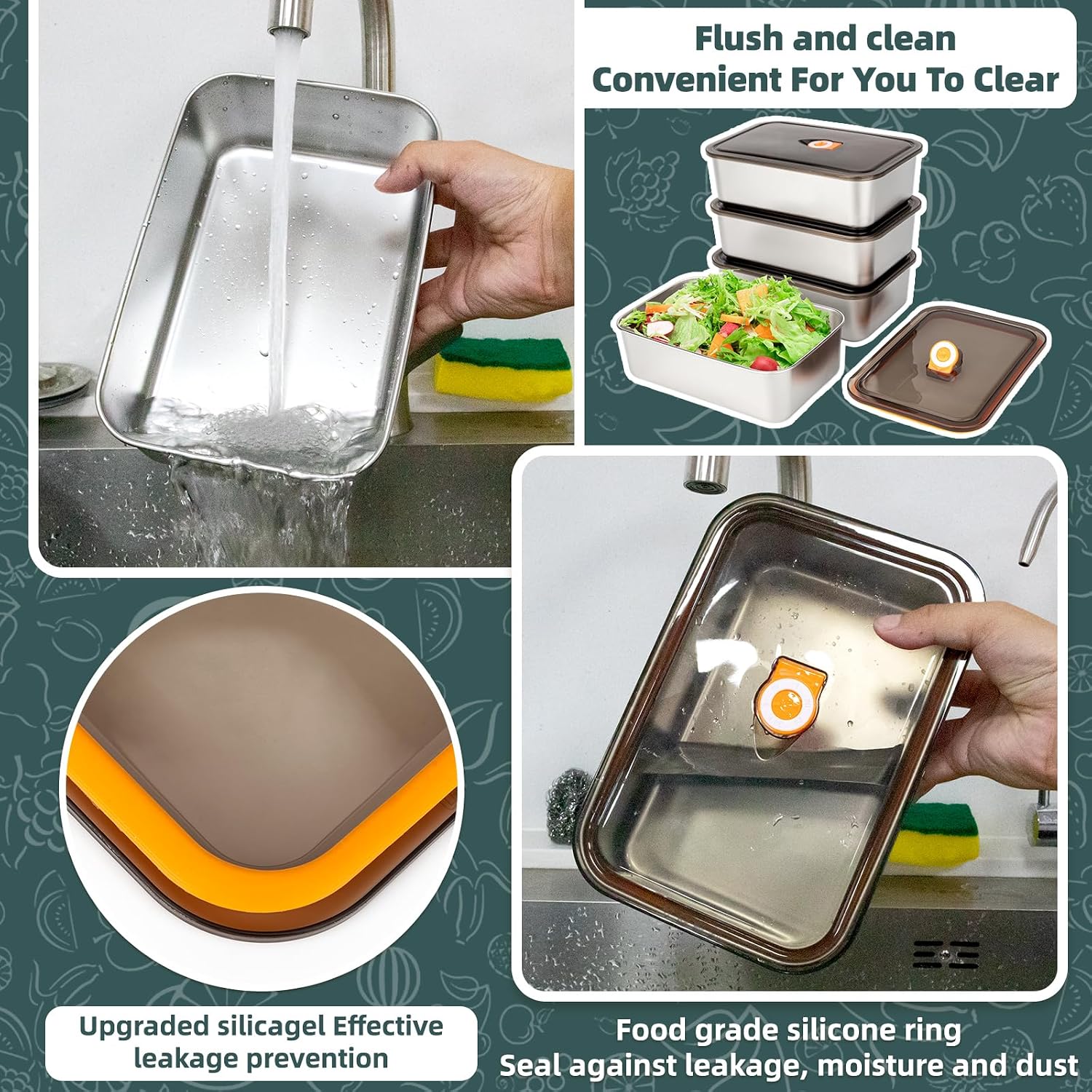 6 Pack(57oz) Stainless Steel F - đánh giá và giá Meal Prep Box