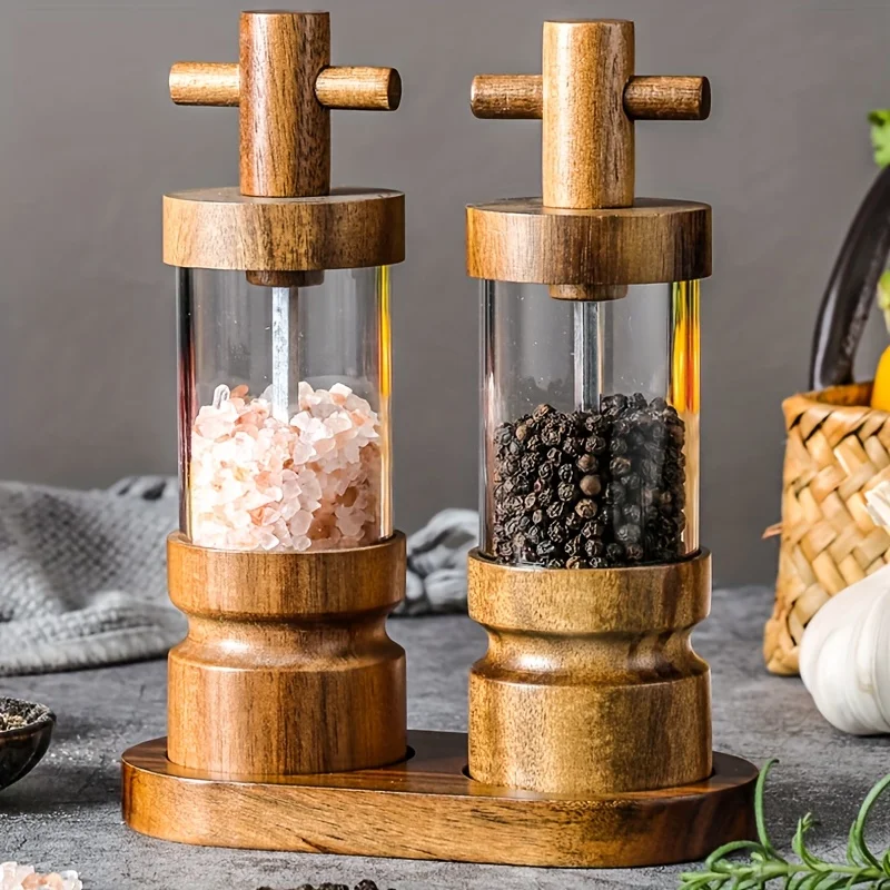Acacia Wood Manual Black Peppe - đánh giá và giá Herb Keeper Bottle